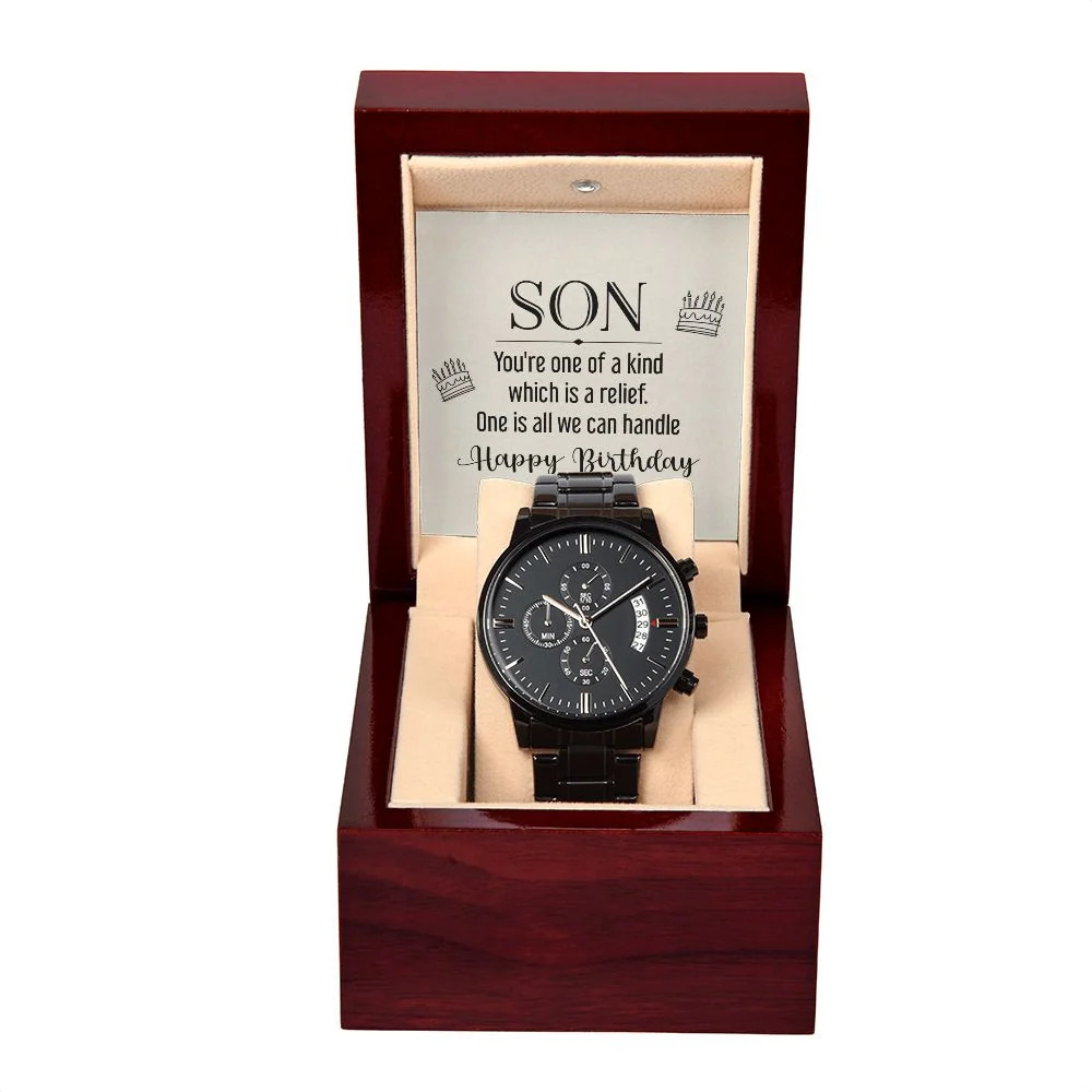 To My Son You're One of a Kind Black Chronograph Watch Inspirational Message Ca